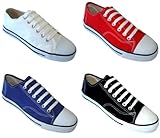 G4U-E3A27L Women's Canvas Sneakers Classic Lace Up Oxfords Students Fashion Shoes, Black, Red, White, Navy, Grey