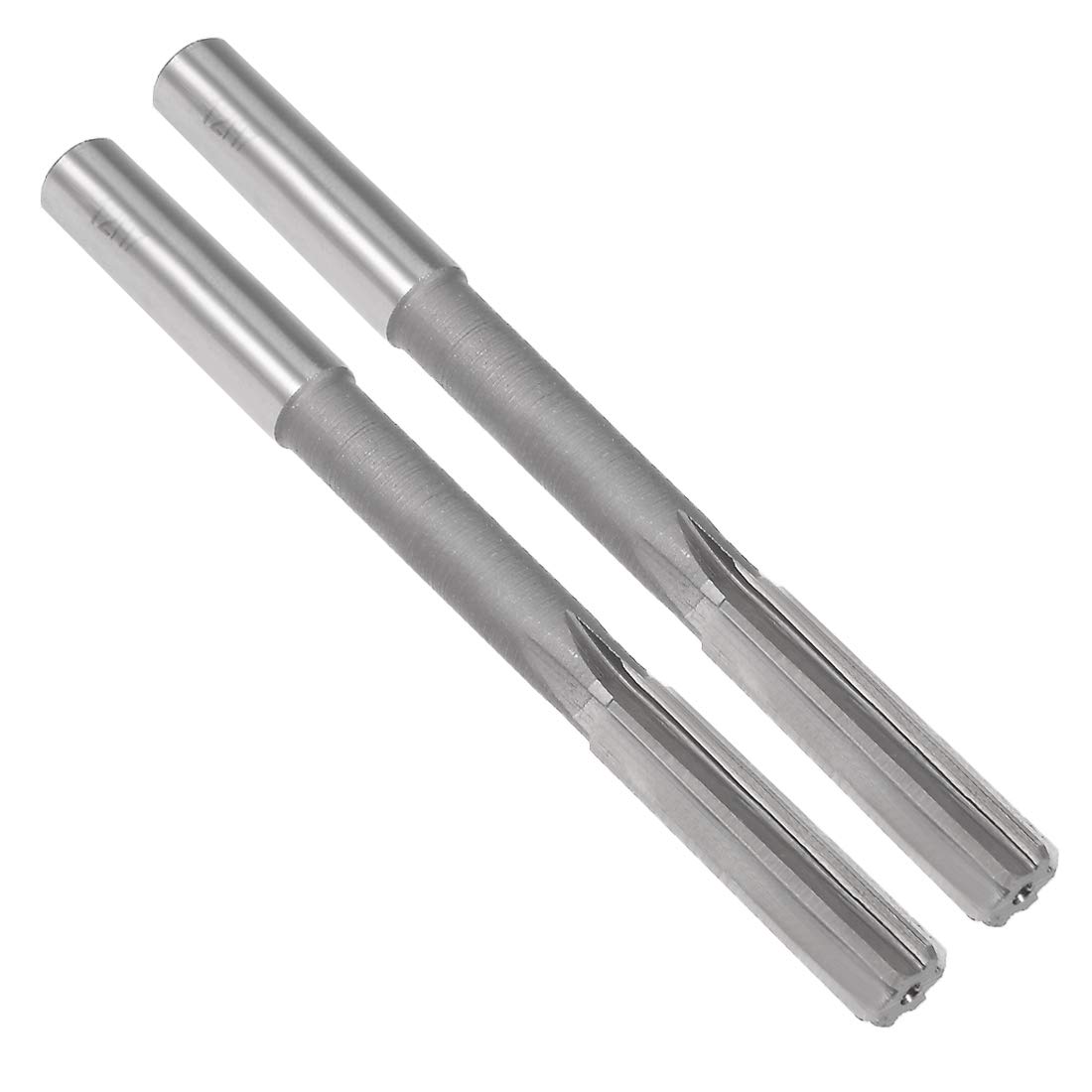sourcing map Chucking Reamer 12mm, H7 HSS Lathe Machine Reamer 6 Straight Flutes, Round Shank Milling Cutting Tool, Metric Reaming Drill Bit for Stainless Steel Metal Hole, 2pcs