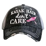 Katydid Kayak Hair Don't Care Women's Trucker Hat-Gray/Hot Pink