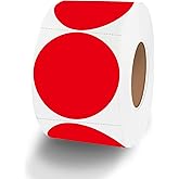 Yeachlaing 1.5 Inch Red Round Thermal Sticker Labels - Self-Adhesive Circle Direct Thermal Multi-Purpose Roll for DIY Logo Design with Perforation Line (500 Labels, 1 Roll)
