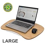 Bamboo Laptop Lap Desk As A Mobile Desk for Sofa, Car, Bed or Chair. Upgraded Large Portable Lapdesk Stand with Cushion & Handle for Bed Tray, Book Stand, Coloring and Writing Table - Pezin & Hulin