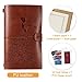 Leather Journal, Vintage Refillable Travelers Notebook with Line Paper+ 1 PVC Zipper Pocket +18 Card Holder for Women 4.7 X 7.9in (Brown)