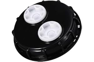 DREDQCCO IBC Tank Lids Cover Water Tank Caps IBC Tote Lid Cap 6.5-Inch with 2" Plug Fine Thread for Chemical and Other Industries,275-330 Gallon Black Double Blind Cover (Black + White)