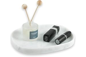 JIMEI Marble Vanity Tray 7‘’ Decorative Tray Oval Storage Organizer Mini Bathroom Kitchen Dresser Jewelry Dish Ring Holder for Counter, Vanity, Dresser, nightstand or Desk