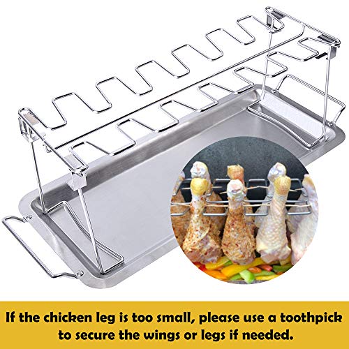 AISHN Chicken Leg Wing Grill Rack, BBQ Chicken Drumsticks Rack Stainless Steel Roaster Stand