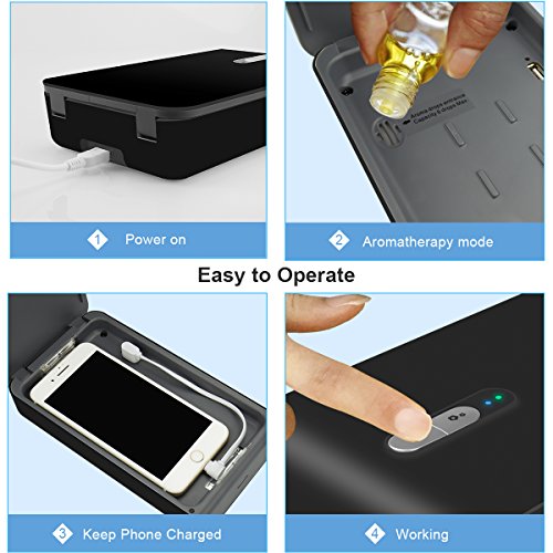 Smart Phone UV Sanitizer Portable UV Light Cell Phone Sterilizer Cleaner Aromatherapy Function Disinfector with USB Charging for iPhone Android Smart Phone Toothbrush Jewelry Watches (Black)