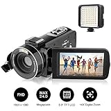 Camcorders, AiTechny Digital Video Camcorder Full HD 1080P 24.0 Megapixel Camera Camcorders with External LED Supplement Light, 3.0” LCD 270 Degree Rotatable Mini DV with 2 Rechargeable Batteries