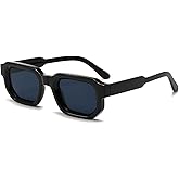 SUNBSR Retro Rectangle Sunglasses for Men Women Trendy Small Square Thick Frame Sun Glasses 90s Vintage Shades