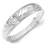 NYKKOLA New Fashion Beautiful 925 Jewelry Classic Solid Silver Twist Bracelet Cuff Bangle (F)