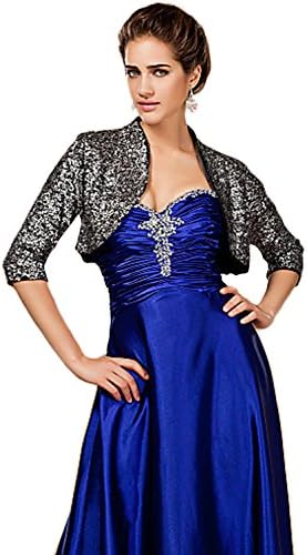 Happy Ever Women Sequins Mother Outwear Evening Bolero Shrug banquet PJ7