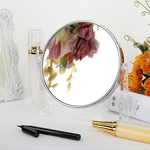 Catmicoo 1X/10X Magnifying Makeup Mirror, 6" Round Double Sided Standing Vanity Mirror Stylish Modern Design (Chrome) - Thumbnail 6