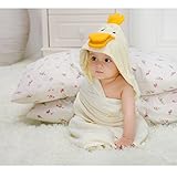 Zebrum Bamboo Hood Towel, Highly Soft &Absorbent Baby Bath Blanket with Animal Face for Newborn &Kids, 31 x 31 Inch (Small, Yellow Duck)