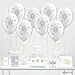 Andaz Press Printed Latex Balloon Party Kit with Gold Cards & Gifts Sign, Cross Doves Silver, 8-Pk, For Christening, Baptism, Communion