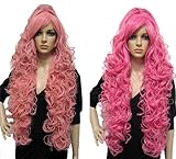 Amybria Megurine Luka Long Smoke Curly Cosplay Full Long Wig With Clip Ponytail