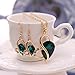 OUFO Necklace Earring Ring Fashion Jewelry Sets Boxed Dark Green Stone (2237)