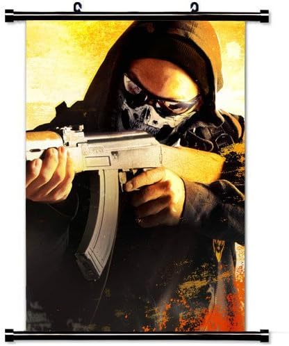 MiniGao Wall Scroll Poster with Counter Strike Global Offensive Art Anarchist Game Card Steam Cs Go Home Decor Wall Posters Fabric Painting 32 X 48 Inch