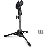 Mictop Desktop Mic Stand Portable Foldable Tripod with Mic Clip Holder Adjustable Microphone Stand For Dynamic Microphone Lik