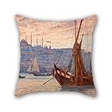 Uloveme Oil Painting Tristram James Ellis - The Golden Horn Throw Christmas Pillow Covers 18 X 18 Inches / 45 By 45 Cm Gift Or Decor For Teens Shop Dinning Room Wedding Play Room Shop - Double Sides