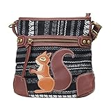Squirrel Aztec Tribal Crossbody Woven Fabric Bag
