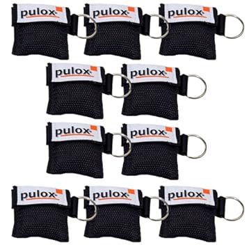 10x PULOX ®'RESPI-Key' Schlüsselanhänger Beatmungsmaske in schwarz