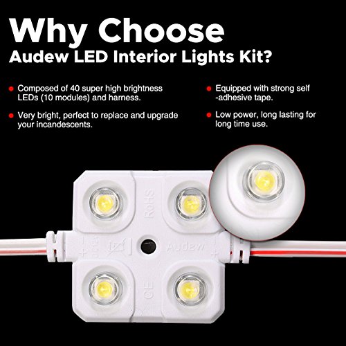 image for Audew 40 Led White Interior Lights Kit,12V LED Ceiling Lights Kit For 