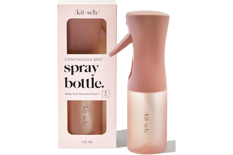 Kitsch Continuous Spray Bottle for Hair – Fine Mist Water Mister & Water Spray Bottle – Recycled Hair Spray Bottle – Spray Bottles for Cleaning, Styling, Plants & More – Terracotta, 150ml
