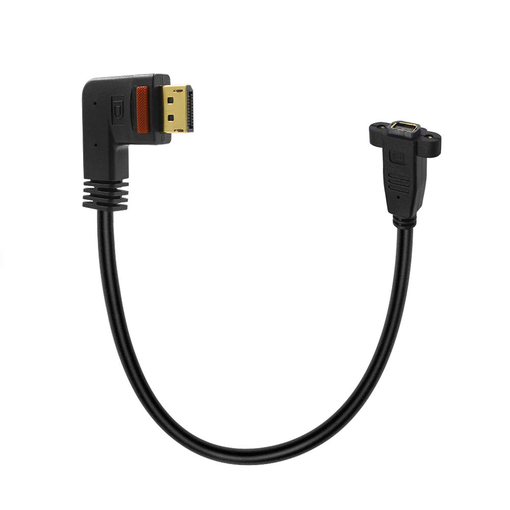 Duttek Right ot Left Angled 90 Degree DisplayPort to Mini DisplayPort Adapter with Screw Panel Mount Extension Cable For Monitor,Computer(DP Male to Mini DP Female) (Left)