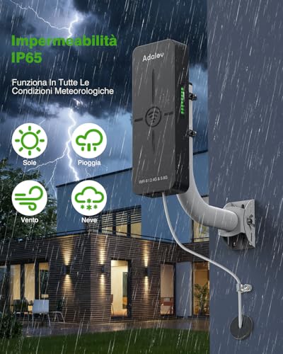 AdaLov CPE882 WiFi 6 Ponte Wireless, 2,4/5,8 GHz, Bridge WiFi Gigabit da Esterno Punto-Punto, Plug & Play, Antenna 14 dBi, Impermeabile, PoE, Estensione Rete per Telecamera/Garage/Dependance/Fienile