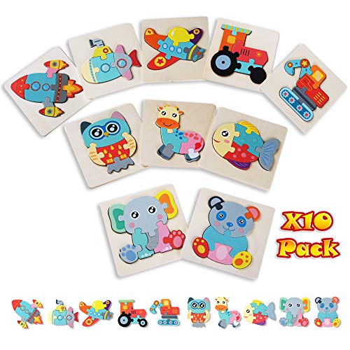 Leirs Wooden Puzzle For Toddlers Pegged Toys In 10 Packs Gift For 1 2 3 4