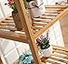 Finnhomy Natural Bamboo Shelf Wood 4 Tier Bathroom Shelf Unit Tower Bookshelf Multifunctional Storage Rack Display Shelving Unit Free Standing Rack for Plants