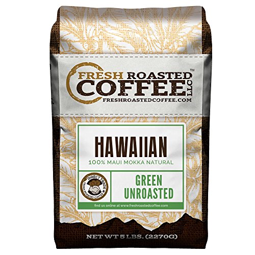 Click Here to See More Images Green Unroasted Coffee Beans, 5 LB. Bag, Fresh Roasted Coffee LLC. (100% Maui Mokka Natural)