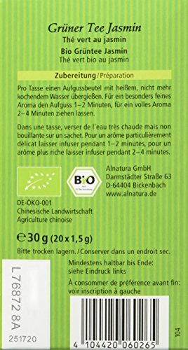 Alnatura Bio Grüntee Jasmin, 20 Beutel, 6er Pack (6 x 30 g) – Bild 3