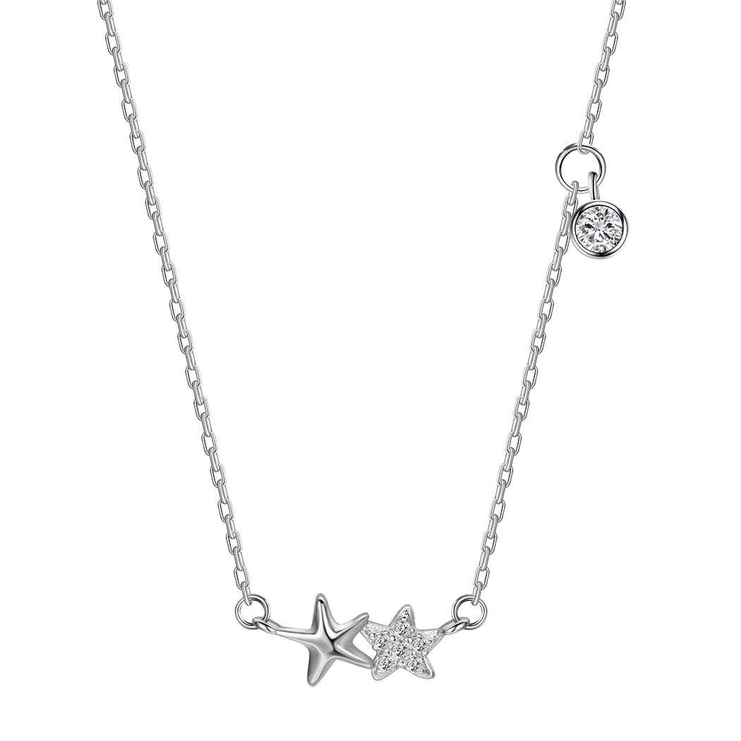 Starfish Necklace Charm Pendant CZ Crystal Star Choker Necklaces for Women Girls Beach Style Jewelry