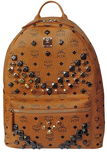 MCM Unisex Stark M Stud Medium Backpack Cognac One Size