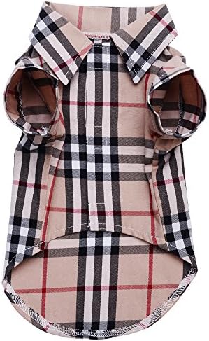 CHOLEGIFT Dog Puppy Shirt Clothing Small Medium Dog Cotton Lapel Costume Polo Apparel - Fitwarm Western Plaid Dog Clothes for Pet