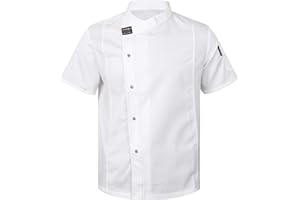 HULIJA Unisex Men Women Breathable Chef Jacket Cooking Coats Canteen Work Chef Coat Hotel Restaurant Work Uniform