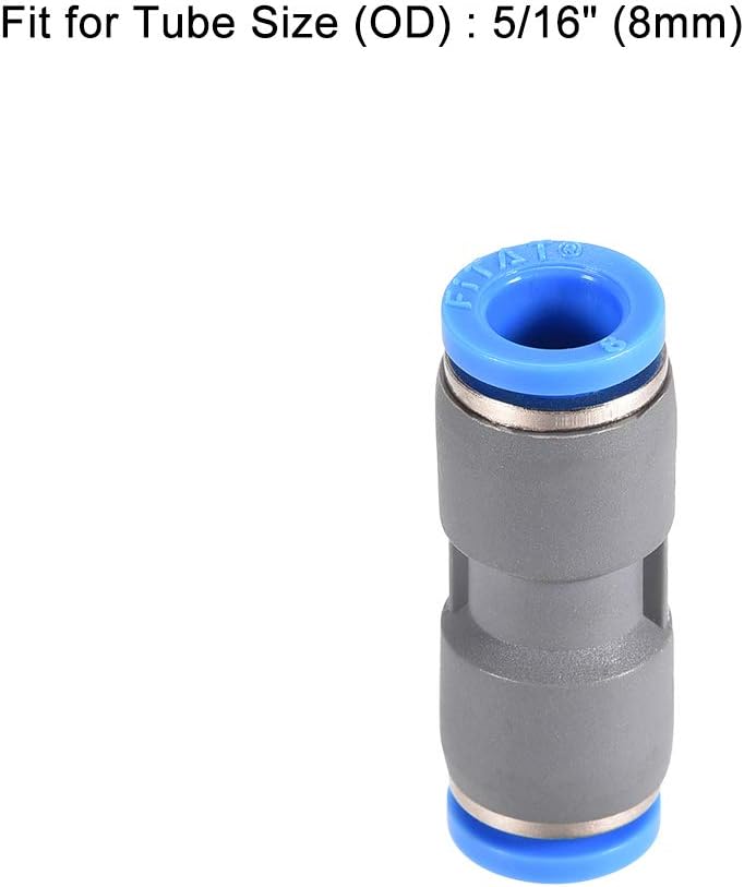 sourcing map Straight Push Connectors 8mm Quick Release Pneumatic Connector Plastic Union Pipe Tube Fitting Grey 2Pcs - Image 4