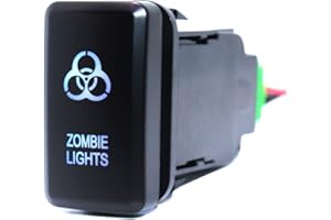 Zombie Lights 12V Push Button Switch ON Off Switch Blue Led Light with Connector Wire 1.54" x 0.83" Replacement for Toyota Ta
