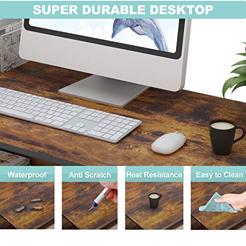 Ruitta 47" Writing Computer Desk, Home Office Desk with Bookshelf