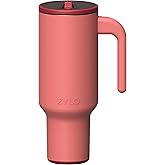 Zylo 40oz Stainless Steel Water Bottle with Leak-Proof Straw Lid & Open Handle - Insulated Tumbler, Wrinkle-Resistant Straw, BPA-Free - 12hr Hot/24hr Cold for Travel & Daily Use - Pink Algae