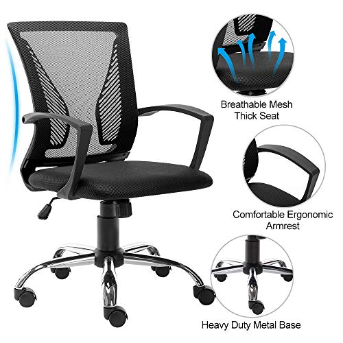 Bonzy Home Mid Back Office Chair Ergonomic Mesh Desk Chair Computer