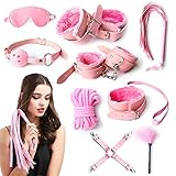 Tgmxte Bed Rêštráin Kit for Couples B`D`S-M Game Play Bōňdägéromance Rêštráinting Adjustable Straps Fur Tie up Hàňscùffs Soft Wrist and Ankle Cuffs