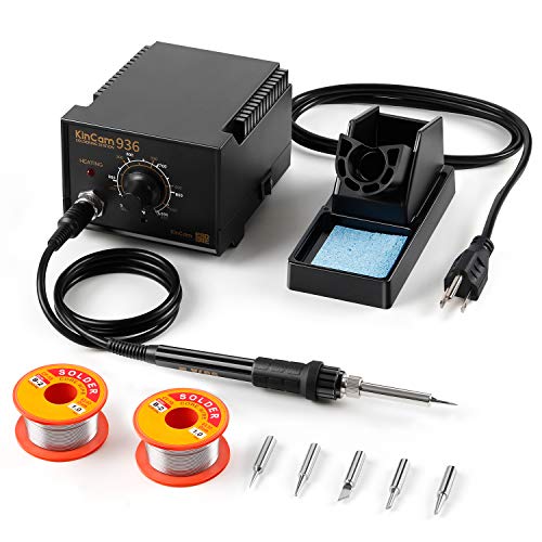 KinCam ESD Safe Soldering Iron Station with 2 Pack Solder Wire, Solder Holder and 5 Pcs Soldering Iron Tips, Anti-Static,Temperature Adjustable,Black - Thumbnail 7