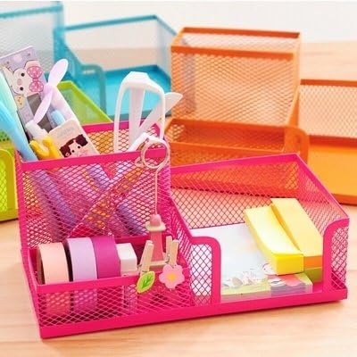 Creative Korea Stationery 2014 Multifunction Desk Organizer Box For Office Accessaries Storage Metal Mesh Stationery Holder