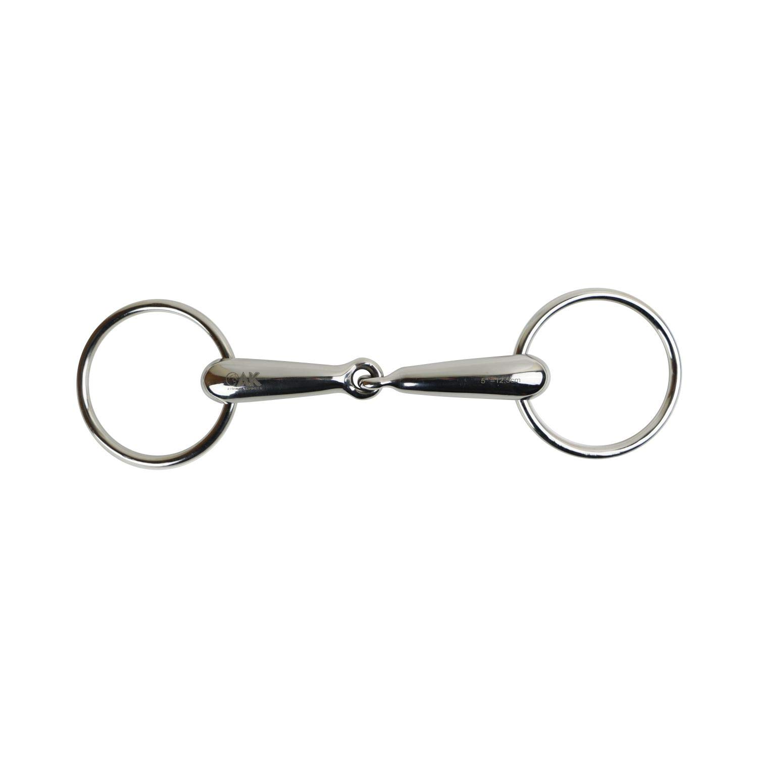 AK Loose Ring Single Jointed Snaffle Hollow Horse Riding Bit AKRS-2636 (4.5'', Silver)