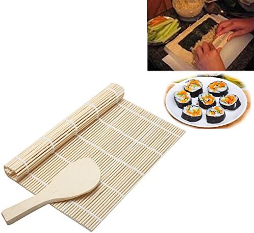 BambooWorx- Sushi Making Kit, 1 sushi rolling mats, 1 rice paddle, sushi rolling kit, 100% bamboo sushi mats and utensils