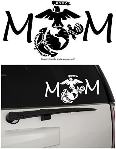 Proud Parent of a United States Marine USMC (Mom & Dad) Vinyl Decal, Premium Matte Vinyl, MOM, Matte White, W 7" x H 3.6"