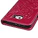 Badalink Galaxy S6 Case,Samsung Galaxy S6 Case - Wallet Flip Stand Case Embossed Plants PU Leather Case Shockproof Soft TPU Inner Bumper Slim Protective Card Slots Wrist Strap Cover Hot Pink