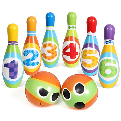 SGILE Bowling Play Set for Kids Boys Girls, Bowling Ball Game Indoor Outdoor Sports Toy for Birthday Present Gift, 6 Pins and 2 Balls
