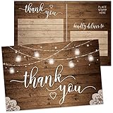 Rustic Thank You Postcards, Set of 50, Double-Sided Thank You Cards for Weddings, Birthday Celebrations, Retirement Parties